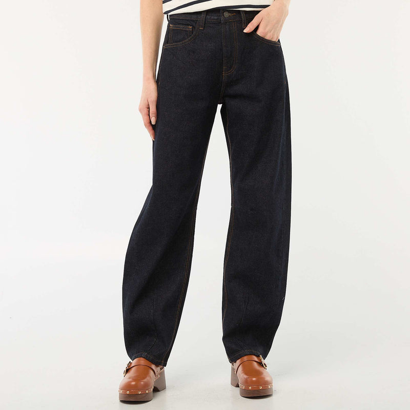 Pantalon denim barrel en coton