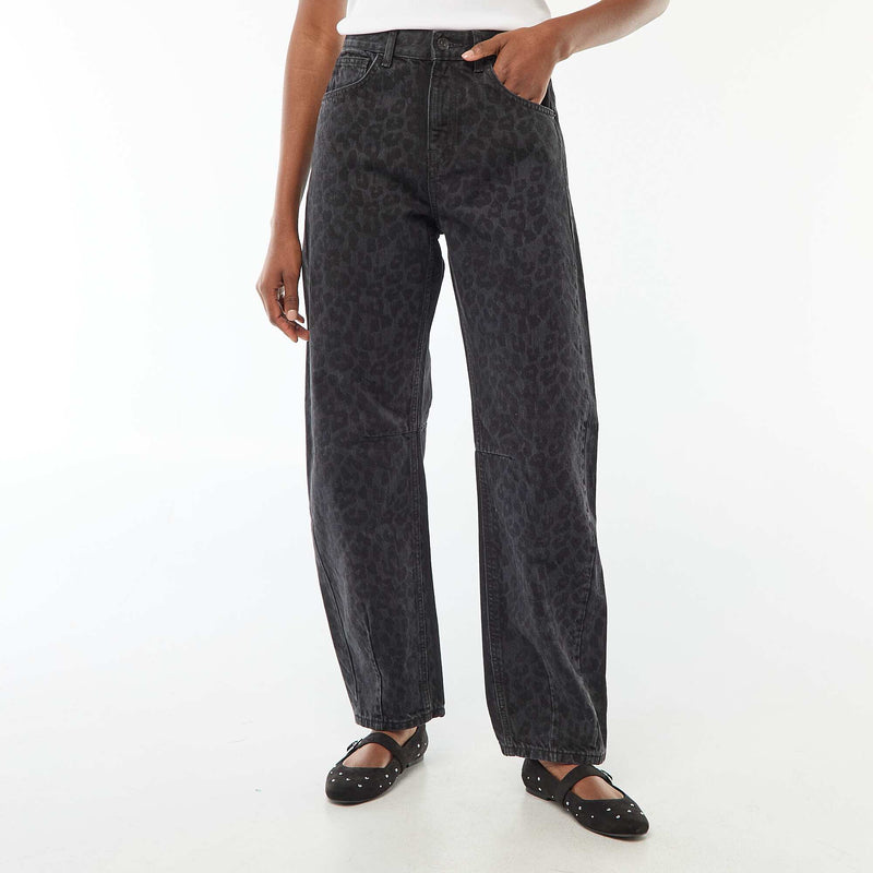 Pantalon denim barrel en coton