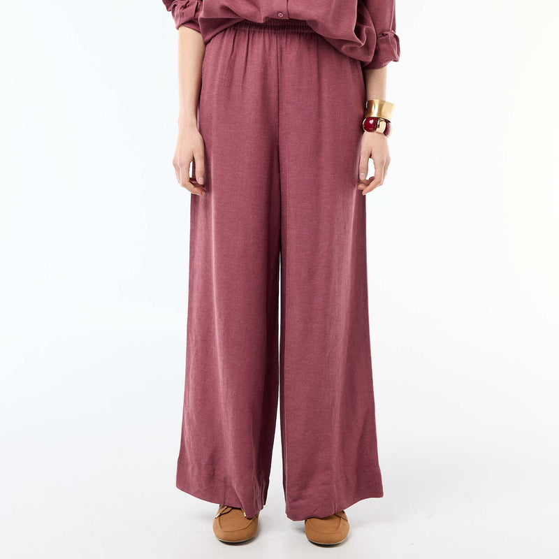 Pantalon palazzo en lin mélangé