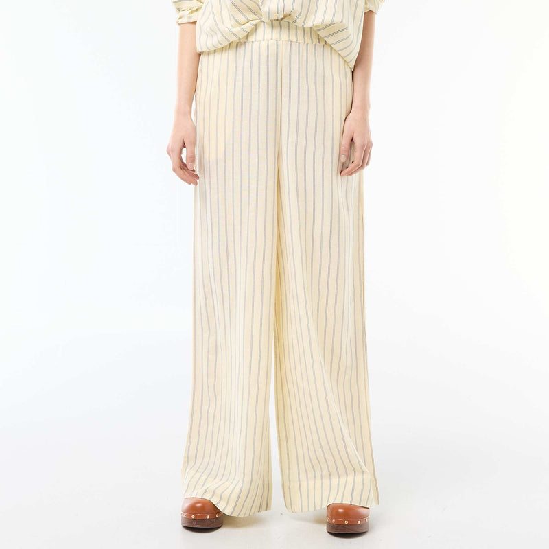 Pantalon palazzo en lin mélangé