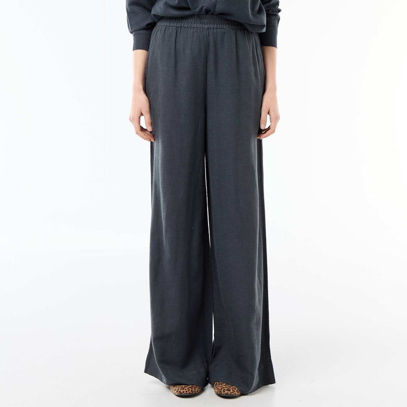 Pantalon palazzo en lin mélangé