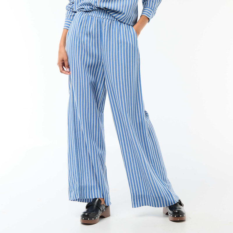 Pantalon palazzo en lin mélangé