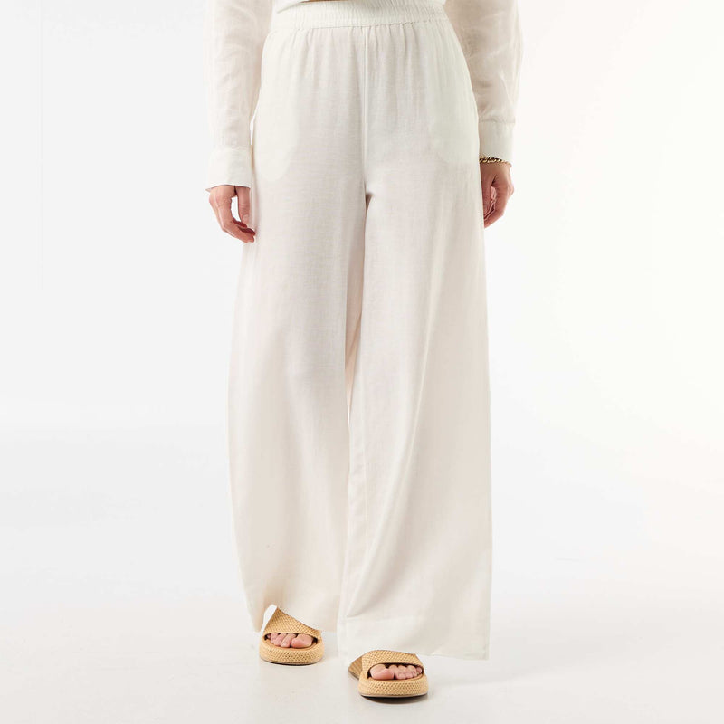 Pantalon palazzo en lin mélangé