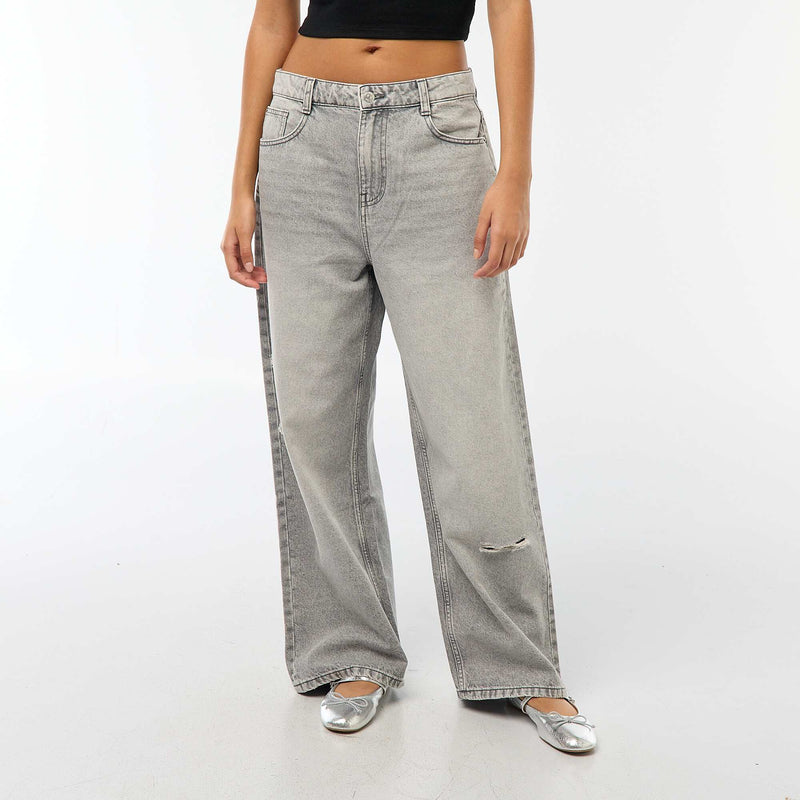 Pantalon baggy taille basse à 5 poches