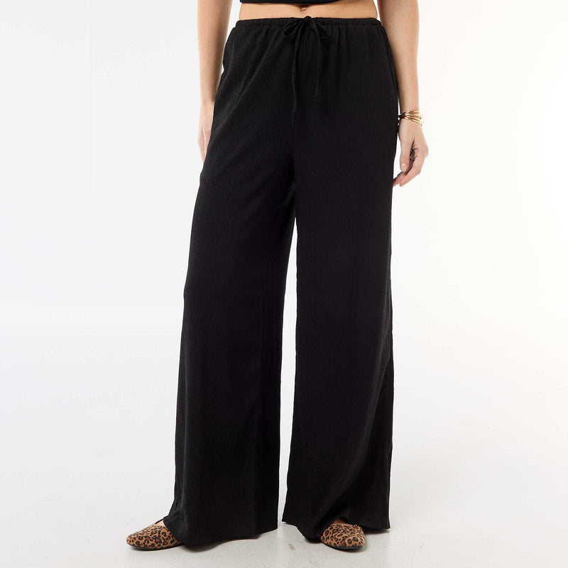 Pantalon femme maille légère large