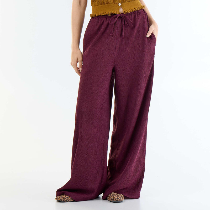 Pantalon femme maille légère large
