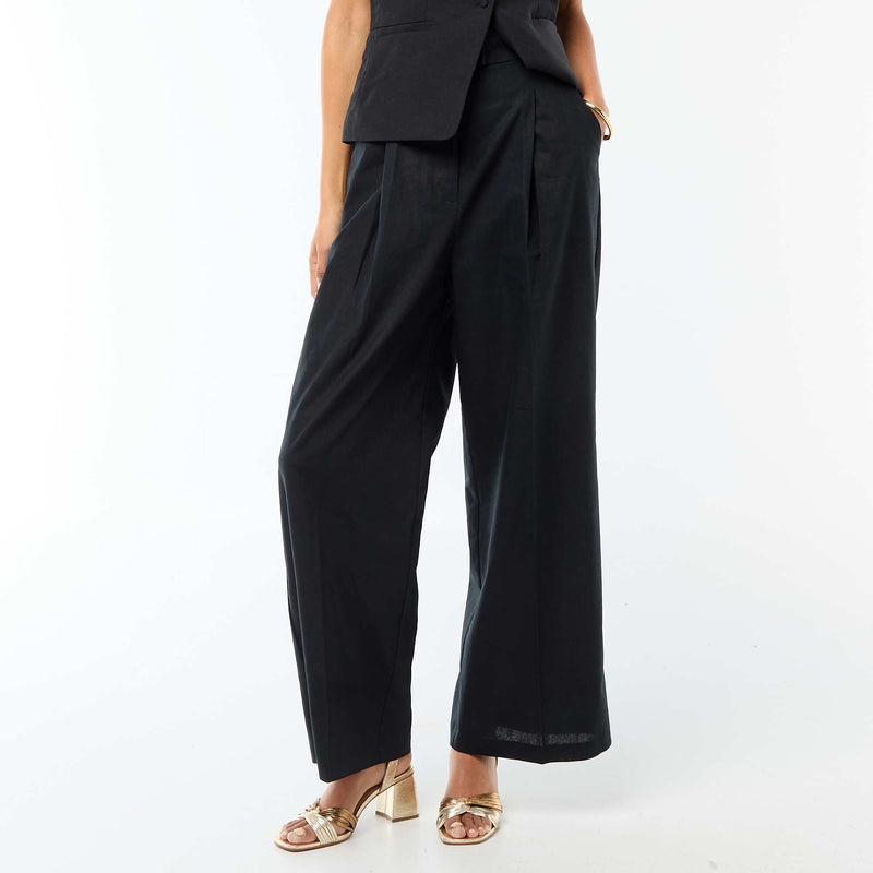 Pantalon large de cérémonie en lin mélangé