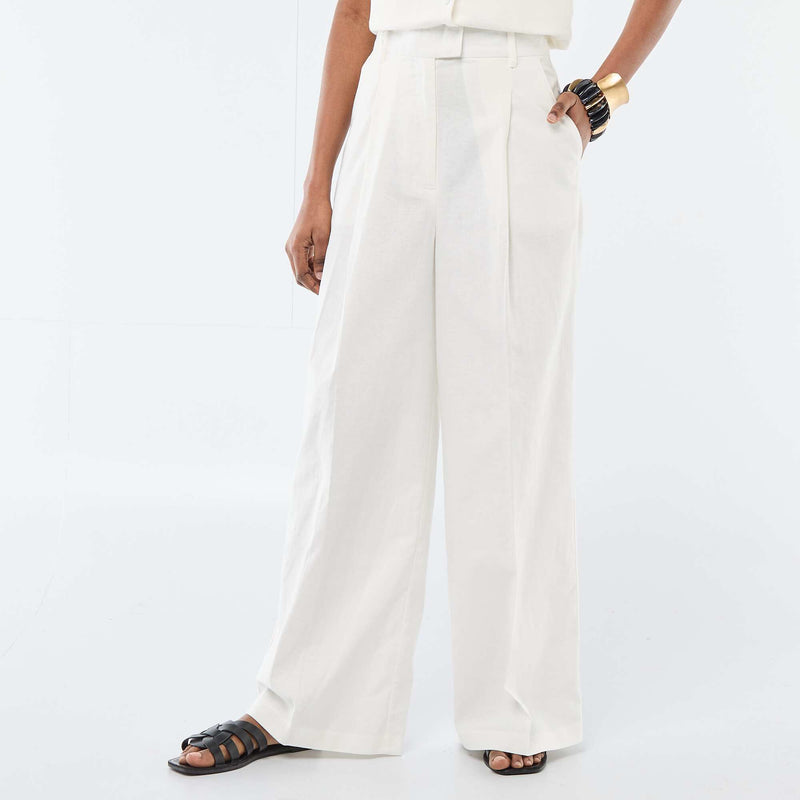 Pantalon large de cérémonie en lin mélangé