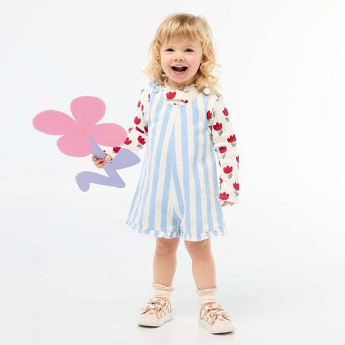 Combinaison short en twill à bretelles