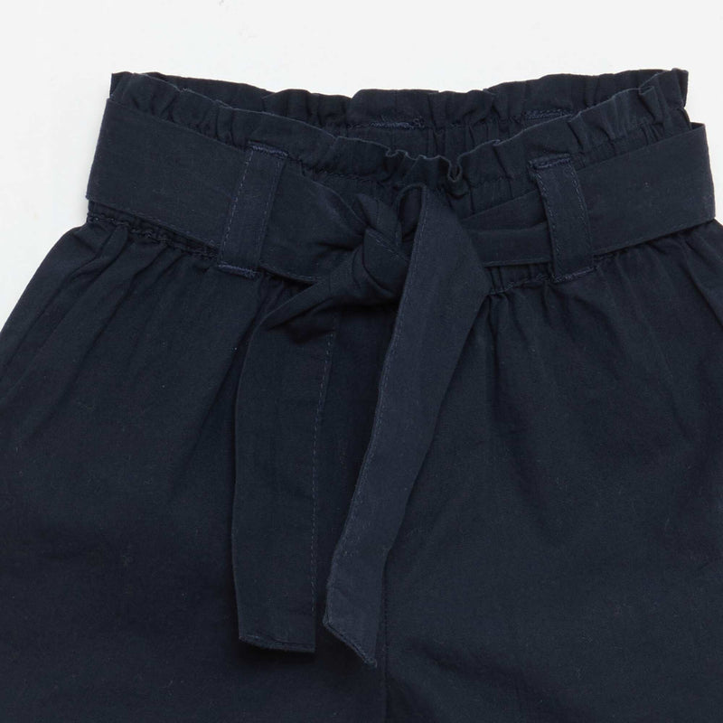 Short en popeline avec ceinture à nouer
