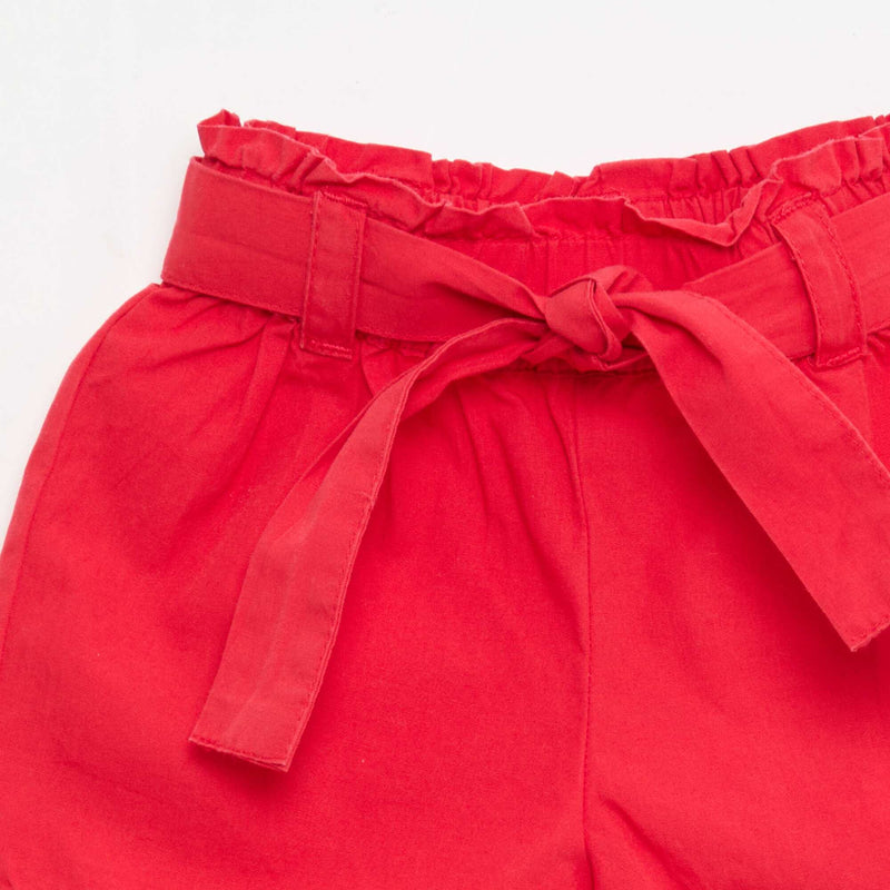 Short en popeline avec ceinture à nouer