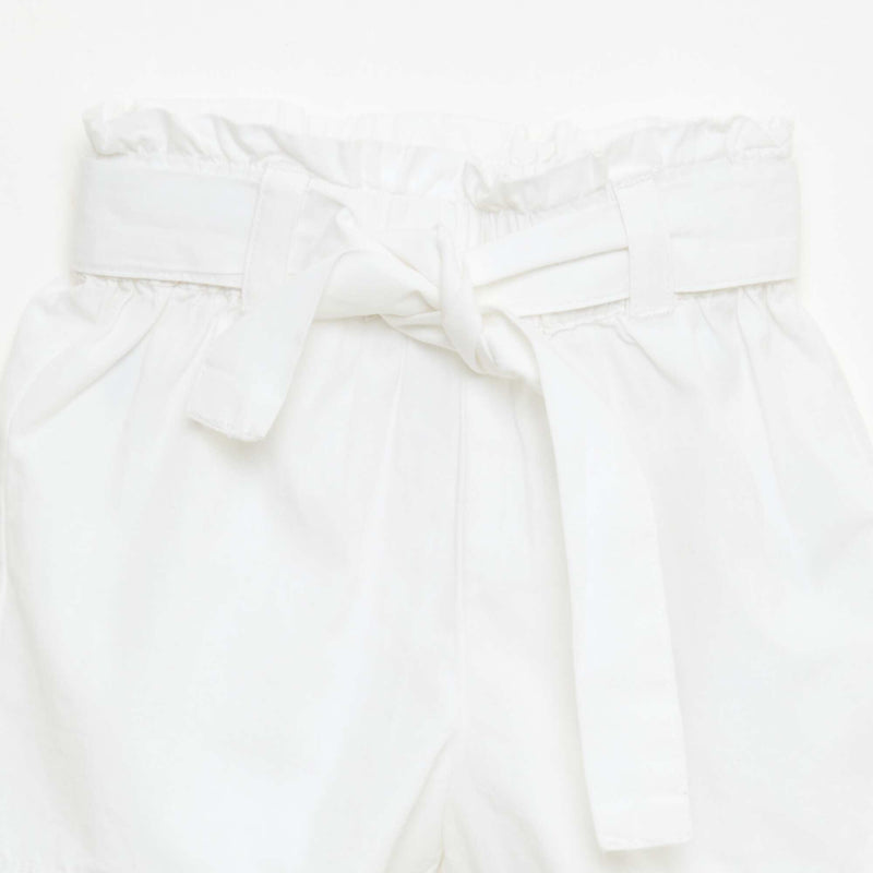 Short en popeline avec ceinture à nouer