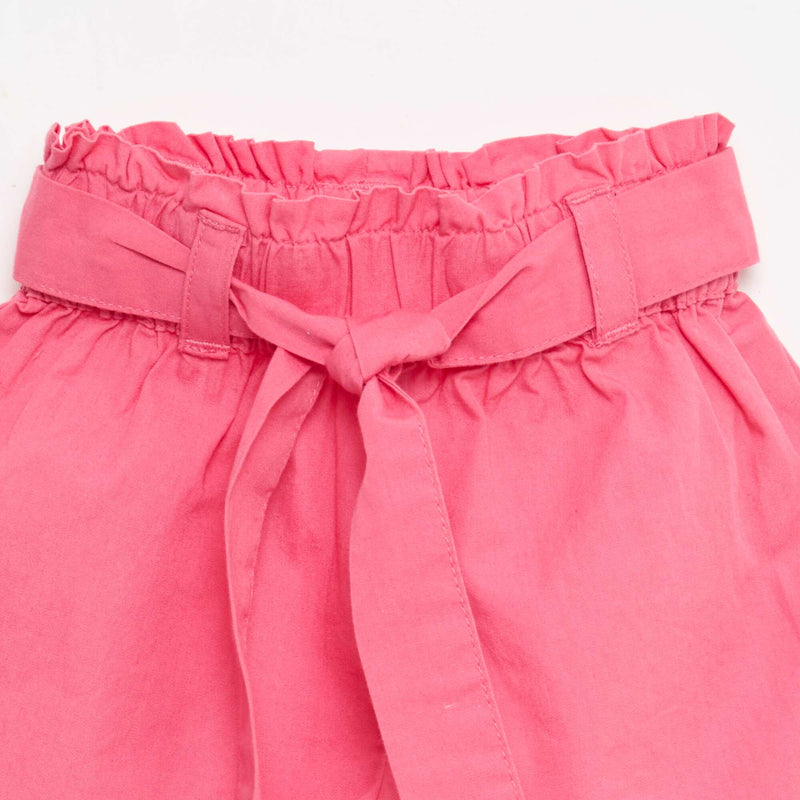 Short en popeline avec ceinture à nouer
