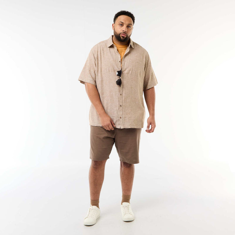 Chemise manches courtes en lin mélangé
