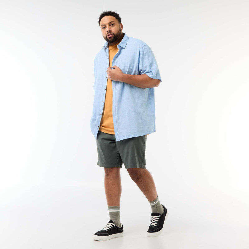 Chemise manches courtes en lin mélangé
