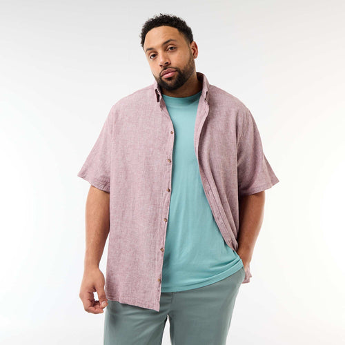 Chemise manches courtes en lin mélangé