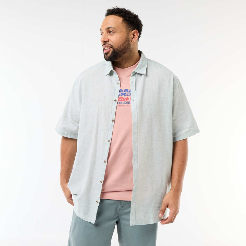 Chemise manches courtes en lin mélangé