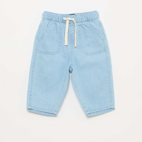 Pantalon uni relax fit avec 2 poches plaquées
