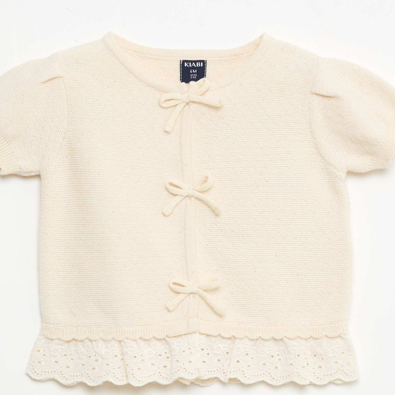 Pull à manches courtes avec nœuds fantaisies