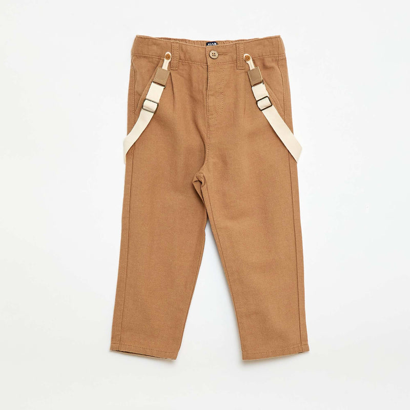 Pantalon chino en lin mélangé avec bretelles