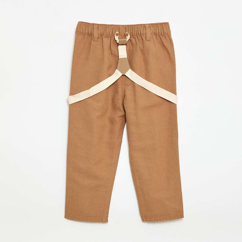 Pantalon chino en lin mélangé avec bretelles