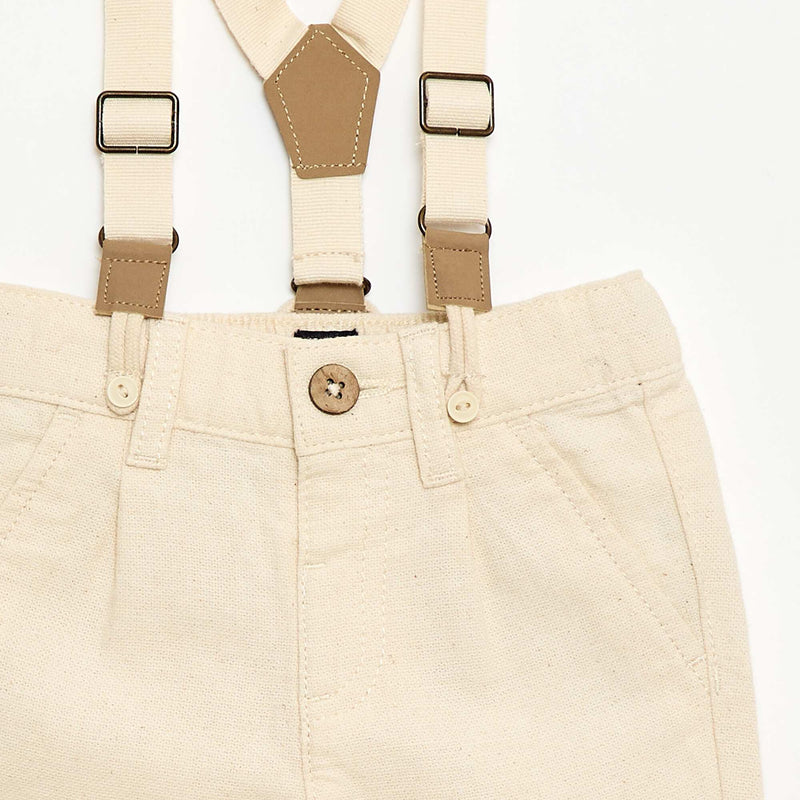 Pantalon chino en lin mélangé avec bretelles