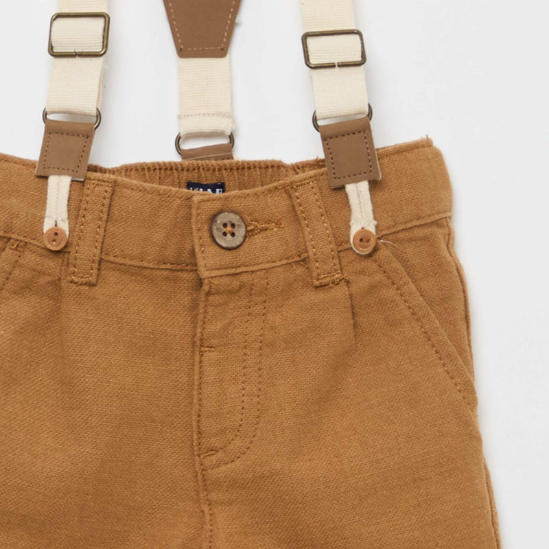 Pantalon chino en lin mélangé avec bretelles