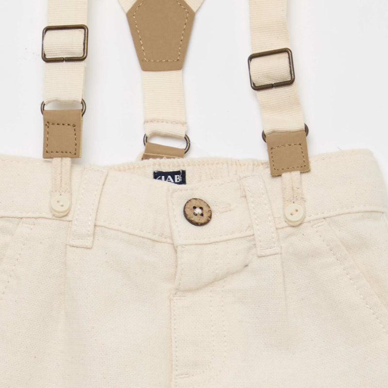 Pantalon chino en lin mélangé avec bretelles