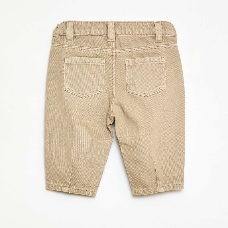Pantalon paperbag en twill de coton