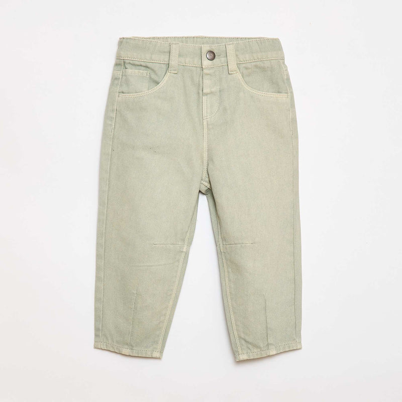 Pantalon paperbag en twill de coton