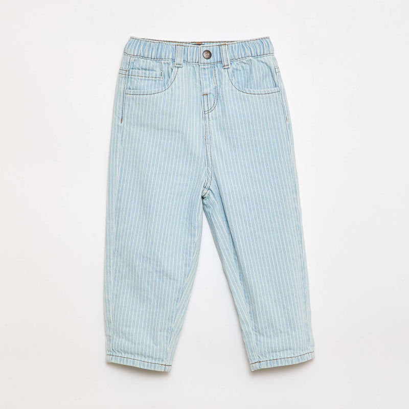 Pantalon rayé denim ajustable en coton