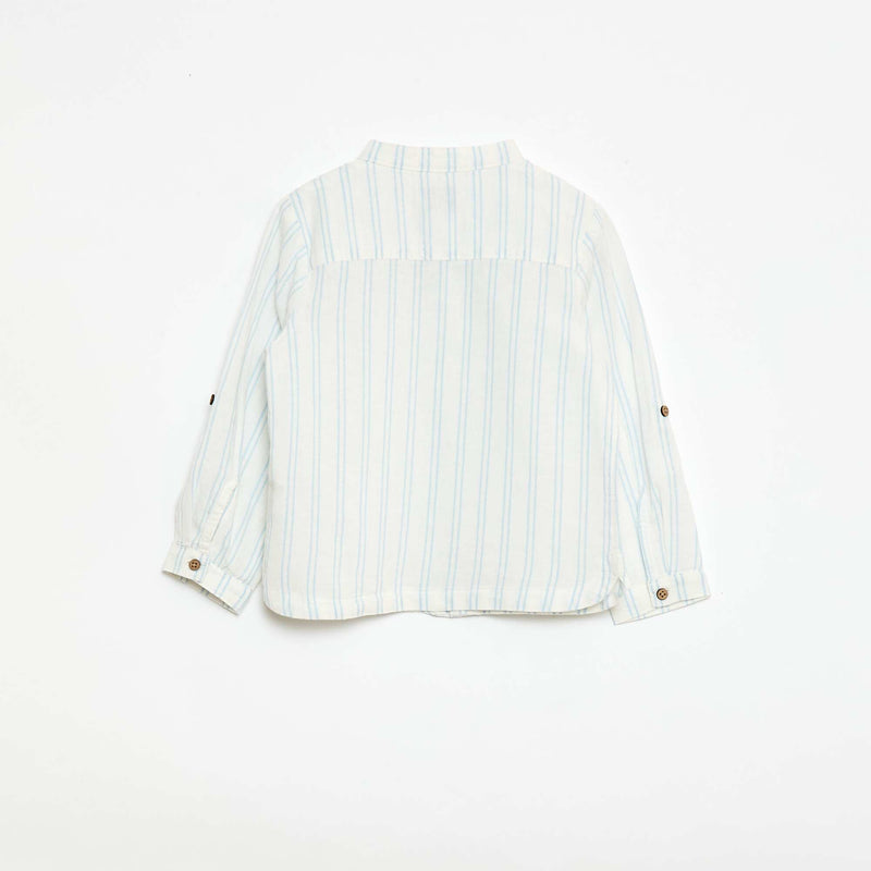 Chemise col mao avec manches retroussables