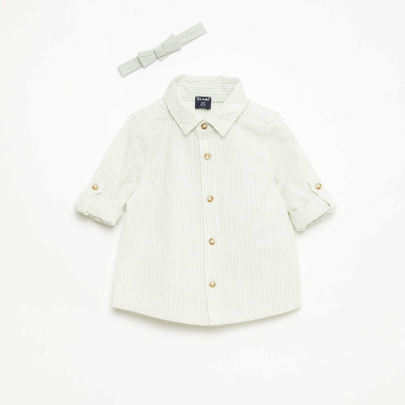 Chemise en coton avec nœud papillon amovible