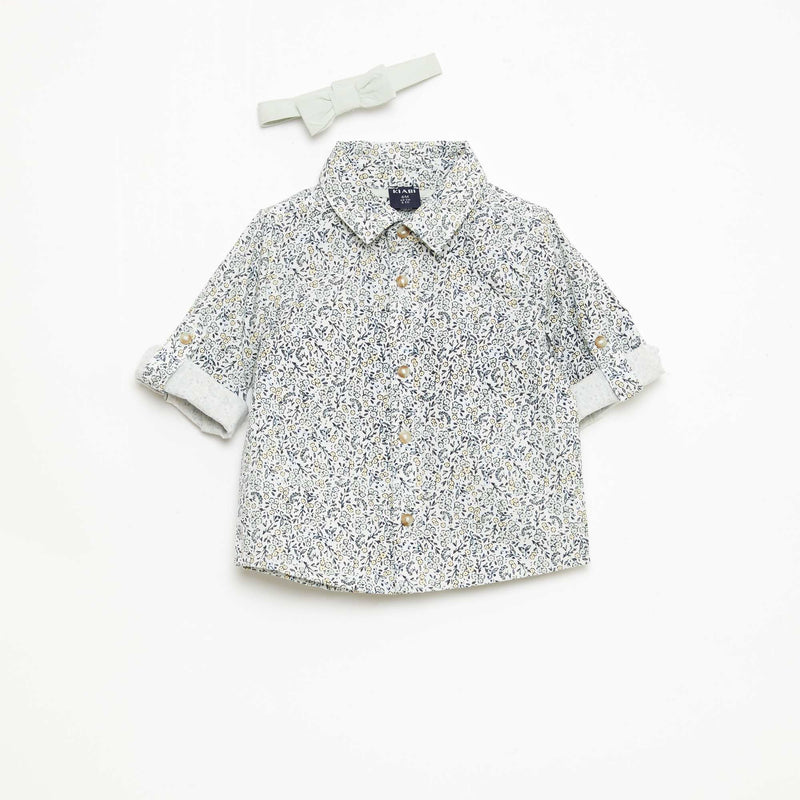 Chemise en coton avec nœud papillon amovible