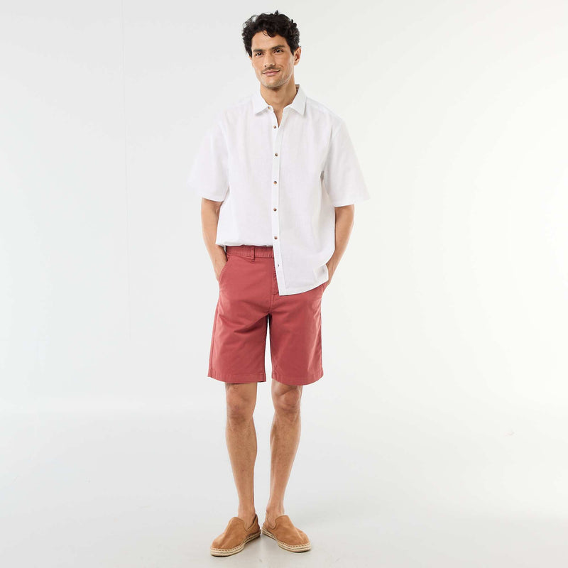 Chemise à manches courtes en lin mélangé