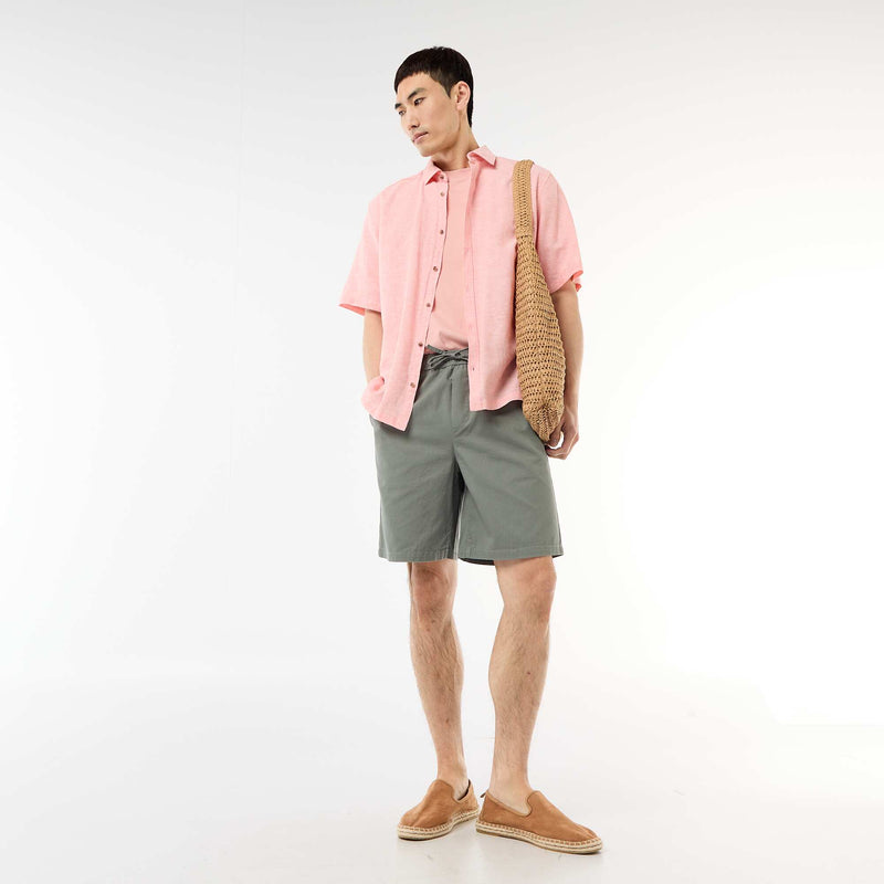 Chemise à manches courtes en lin mélangé