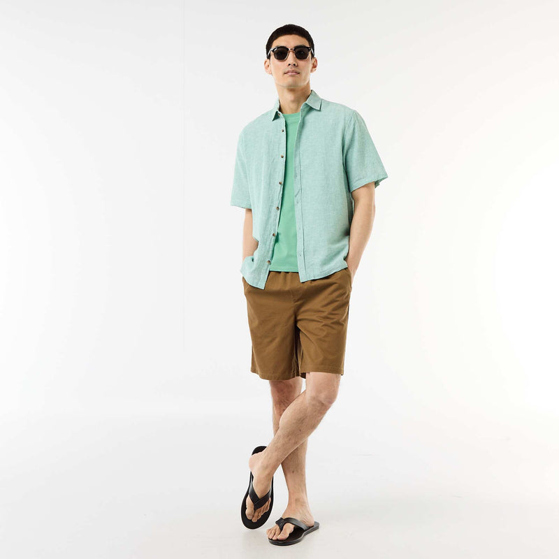 Chemise à manches courtes en lin mélangé