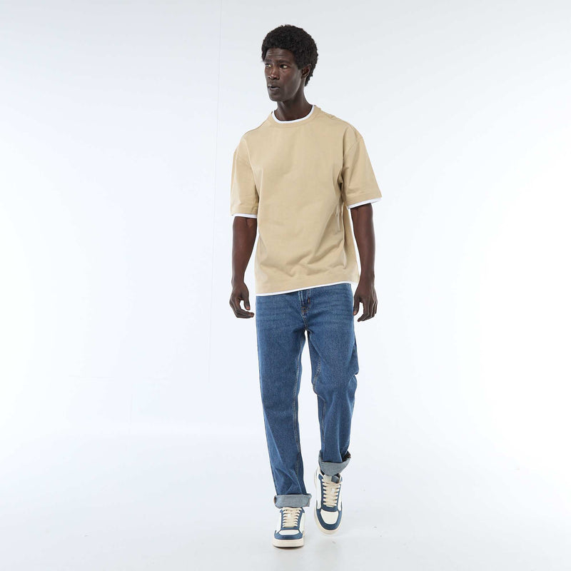 T-shirt effet 2-en-1 à manches courtes