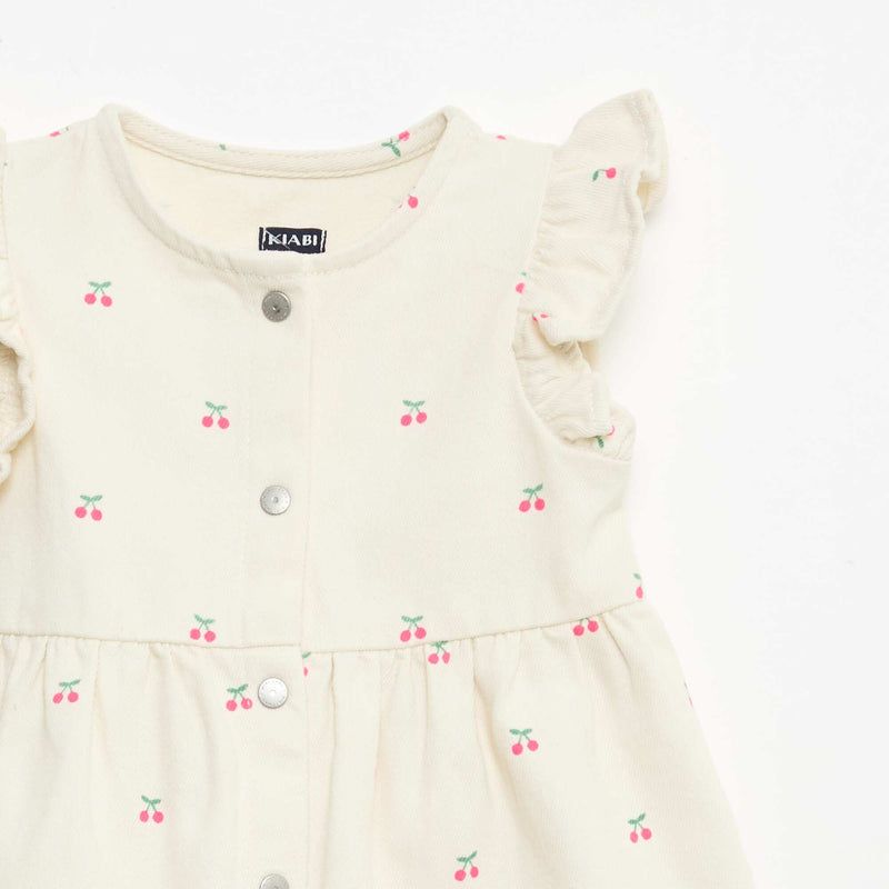 Robe en twill rayée à manches courtes