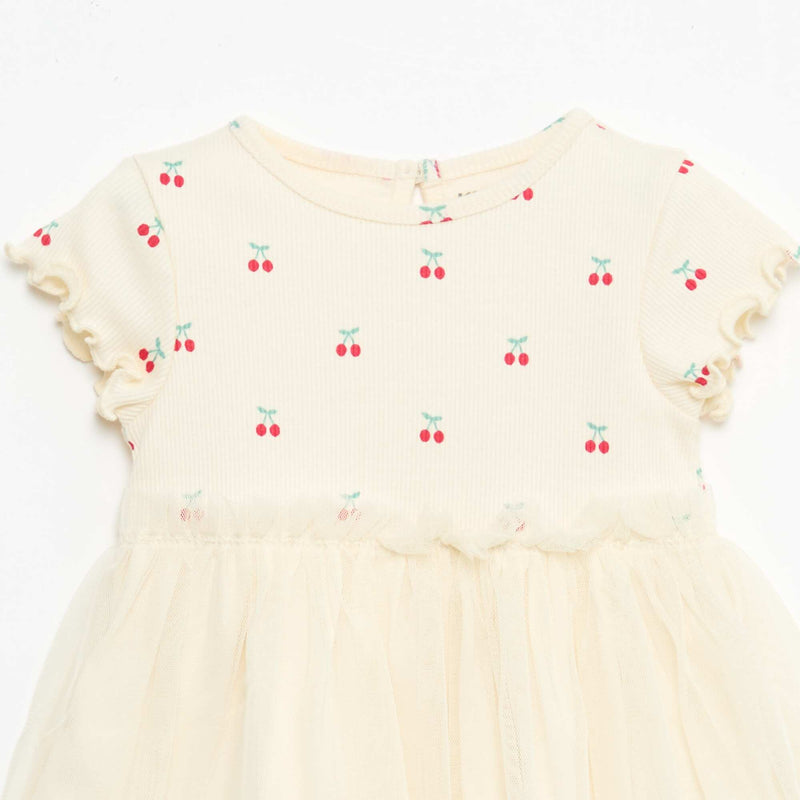 Robe en maille côtelée et tulle