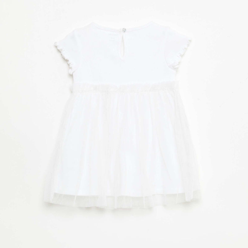 Robe en maille côtelée et tulle