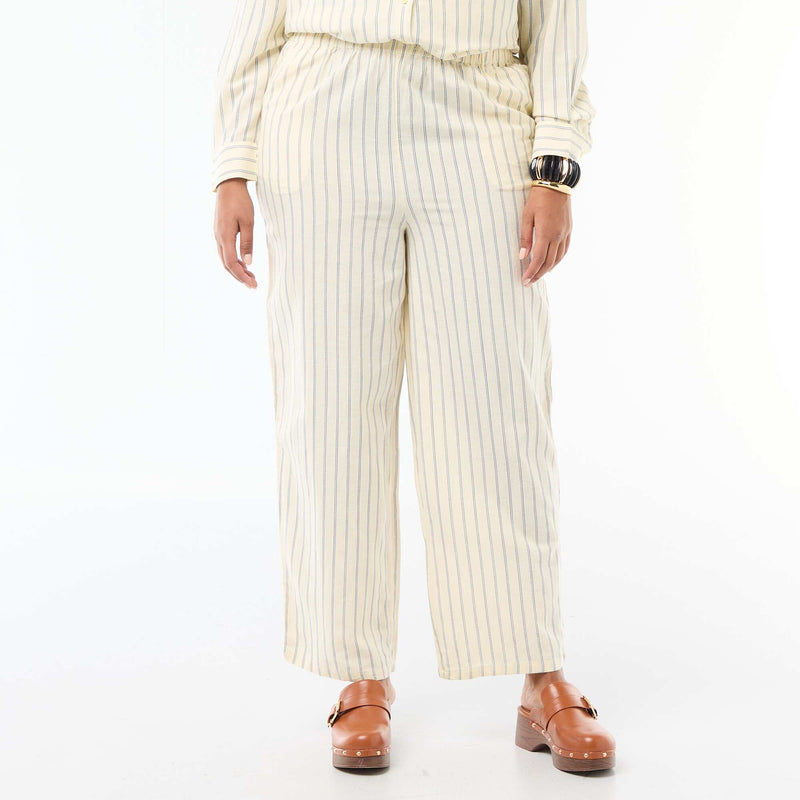 Pantalon droit en lin mélangé