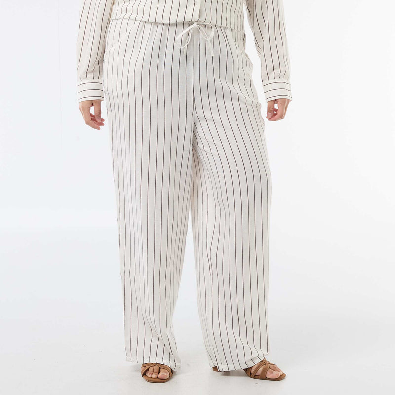 Pantalon droit en lin mélangé