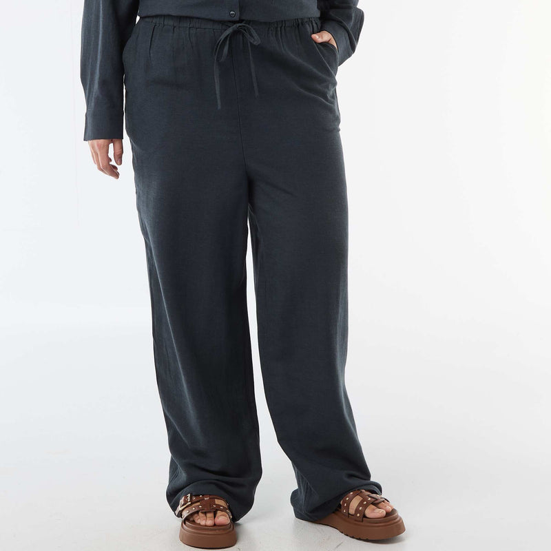 Pantalon droit en lin mélangé
