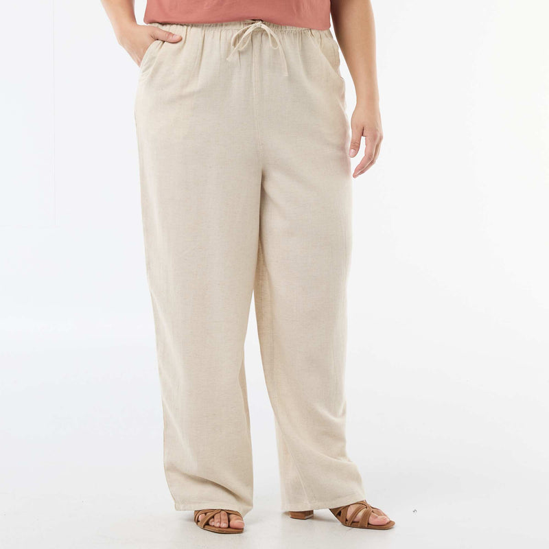 Pantalon droit en lin mélangé
