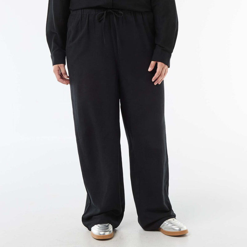 Pantalon droit en lin mélangé