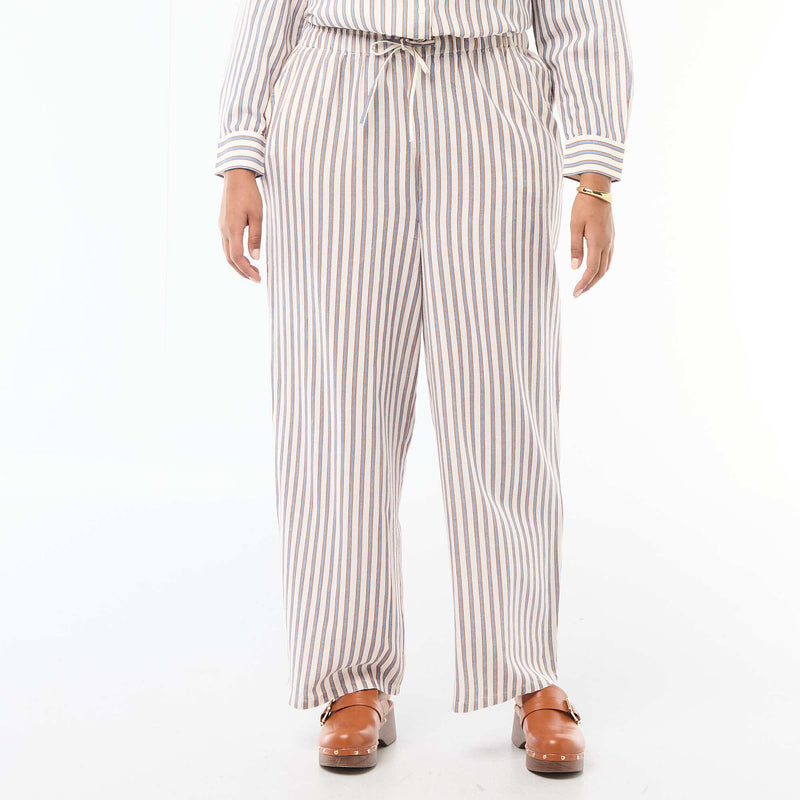Pantalon droit en lin mélangé