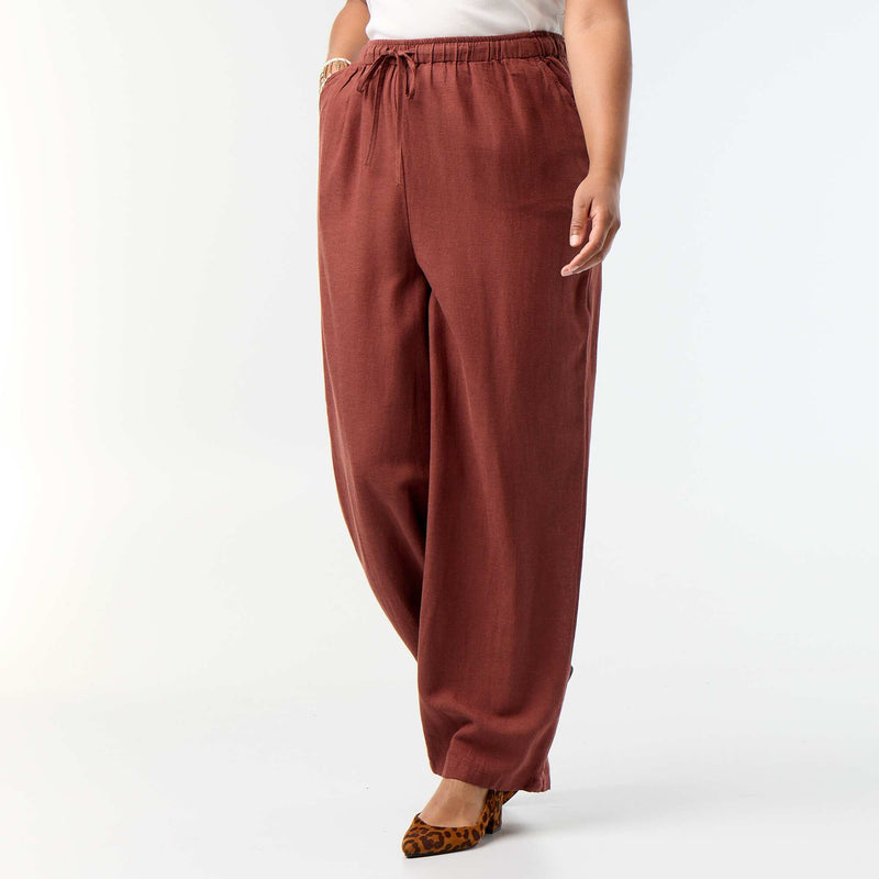 Pantalon droit en lin mélangé