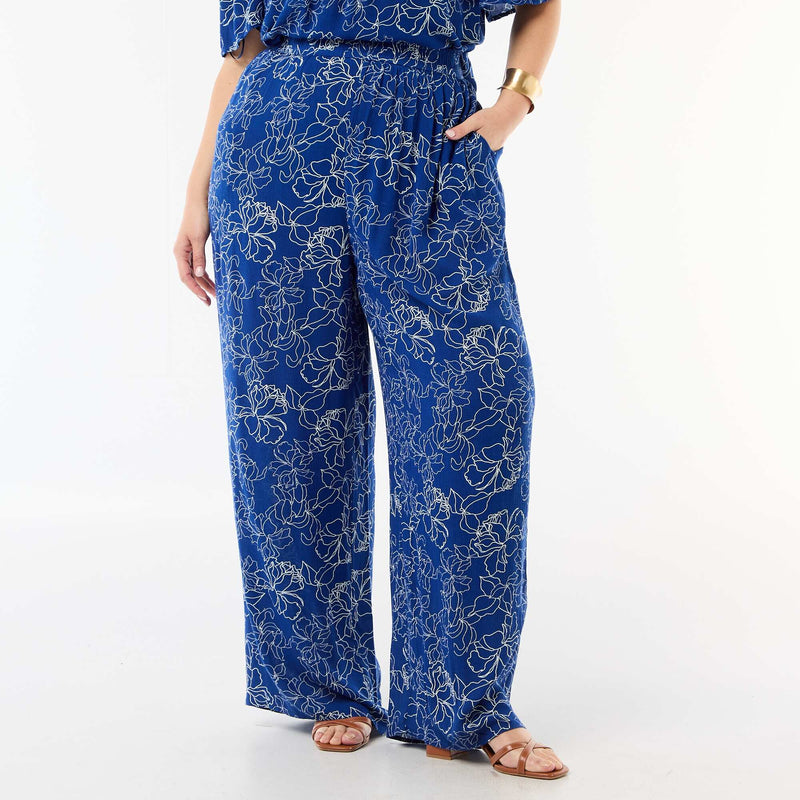 Pantalon large en maille crêpée