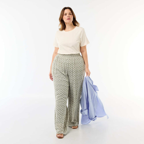 Pantalon large en maille crêpée